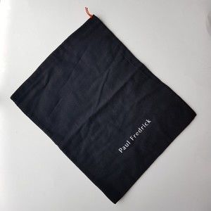 Paul Fredrick Shoe Dust Bag Storage Travel Black Cloth White Script 12 x 14.5"